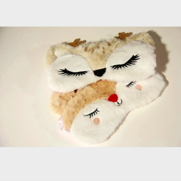 2sets Eye cover sleeping mask plush christmas gift fluff cute deer - Picture 8 of 12